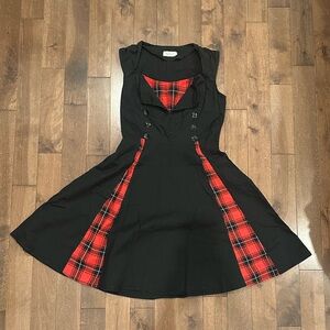 Killreal black dress with plaid accents